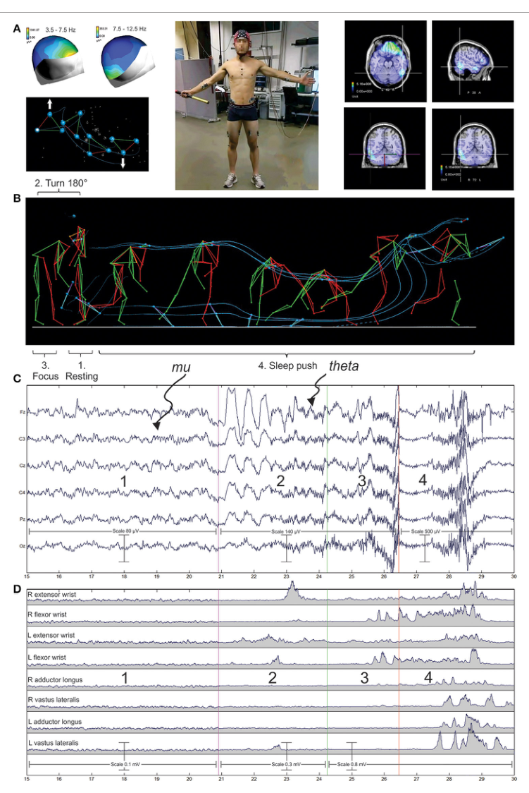 Figure 1: Athlete equipped with EEG during a neurological measurement | Cheron et al